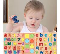 QSLKI Puzzle en Bois, Alphabet Puzzle en Bois ABC Lettres, Alphabet Puzzle en Bois Nombres Colorés De 0à20, Alphabet Puzzle en Bois La Forme, Jouet Éducatif pour Enfants De 2 3 Ans