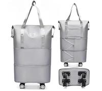 QSLKI Sac De Voyage avec Roues Amovibles, Sac De Voyage Pliable Et Étanche avec Grande Capacité Bagage à Main Extensible, Sac de Bagage à Main Léger pour Femme Homme Sport Gym Weekender