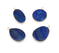 QSLLER Lot de 4 pendentifs en pierre naturelle lapis lazuli faits à la main pour colliers, boucles d'oreilles, bracelets, bijoux, accessoires pour fabrication de cadeaux pour femme
