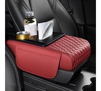 QSLLLY Housse de Console Centrale pour Ford Taurus 2000-2019,Multifonctionnel Cuir Coussin D'accoudoir Housse d'accoudoir Central Accessoire Interieur,Red