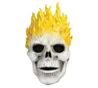 QSLWcos Masque effrayant tête de mort pour Halloween, masque d'horreur squelette fantôme pour adultes, en latex, marron, unisexe, accessoire de déguisement de démon