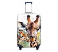 QSMBNET Housse de bagage de voyage aquarelle cerf girafe Spandex housse de protection lavable pour bagages de 45,7 à 81,3 cm, Noir , XL