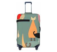 QSMBNET Housse de bagage de voyage, art moderne du milieu du siècle, motif chats en élasthanne, housse de protection lavable pour bagages de 45,7 à 81,3 cm, Noir , S