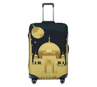 QSMBNET Housse de bagage de voyage avec carte de l'Aïd al-Fitr avec lune et mosquée en élasthanne, housse de protection lavable pour bagages de 45,7 à 81,3 cm, Noir , S