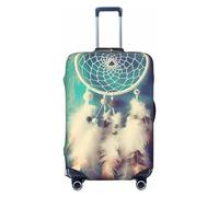 QSMBNET Housse de bagage de voyage blanche attrape-rêves plume Spandex protection valise housse lavable housse de bagage housse de protection élastique résistant aux rayures housse de bagage housse de