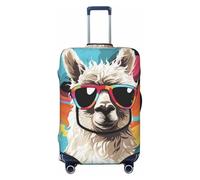QSMBNET Housse de bagage de voyage en alpaga portant des lunettes de soleil en élasthanne - Lavable - Élastique - Résistant aux rayures - Convient aux bagages de 45,7 à 81,3 cm, Noir , XL