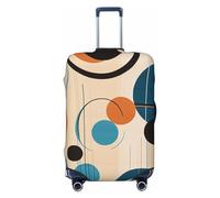 QSMBNET Housse de bagage de voyage en élasthanne avec cercles du milieu du siècle - Lavable - Tendance - Élastique et résistant aux rayures - Convient aux bagages de 45,7 à 81,3 cm, Noir , S