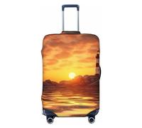 QSMBNET Housse de bagage de voyage en élasthanne lavable motif phare de mer au coucher du soleil - Housse de protection pour bagages de 45,7 à 81,3 cm, Noir , M