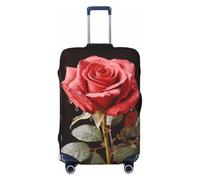 QSMBNET Housse de bagage de voyage en élasthanne, motif roses rouges et amour, housse de protection lavable pour bagages de 45,7 à 81,3 cm, Noir , M