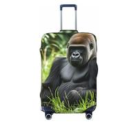QSMBNET Housse de bagage de voyage Gorilla in the Grass en élasthanne, lavable, housse de bagage tendance, élastique et résistante aux rayures, convient aux bagages de 45,7 à 81,3 cm, Noir , L
