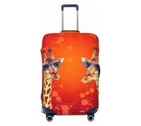 QSMBNET Housse de bagage de voyage motif girafe portant des lunettes de soleil en élasthanne lavable pour bagages de 45,7 à 81,3 cm, Noir , XL