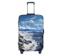 QSMBNET Housse de bagage de voyage spectaculaire montagnes enneigées en élasthanne, housse de protection lavable pour bagages de 45,7 à 81,3 cm, Noir , XL