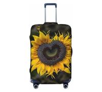 QSMBNET Housse de protection pour bagages de voyage en élasthanne en forme de cœur et tournesol - Lavable - Élastique et résistant aux rayures - Convient aux bagages de 45,7 à 81,3 cm, Noir , L