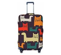 QSMBNET Housse de protection pour bagages de voyage en élasthanne pour banc de chat - Lavable - Tendance - Élastique - Résistant aux rayures - Convient aux bagages de 45,7 à 81,3 cm, Noir , M