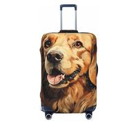 QSMBNET Housse de protection pour bagages de voyage Golden Retriever en élasthanne, lavable, tendance, élastique, résistante aux rayures, convient aux bagages de 45,7 à 81,3 cm, Noir , XL