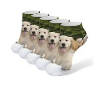 QSMGHKD Niagara Falls Lot de 5 paires de chaussettes de course à pied respirantes pour homme et femme Taille 39-42, Chiots Golden Retriever, 18-20