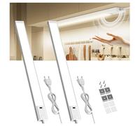 Qsmile 2P Reglette LED Cuisined, 41cm 8W 3CCT Lampe LED, Interrupteur Gestuel et Réglage de luminosité, Utilisable Aavec Les Mains Mouillées Lampe Cuisine Peur Des Mains Sales Et Du Pouvoir Paible