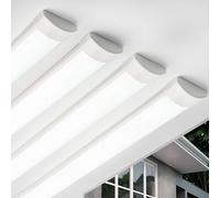 Qsmile Reglette LED 120 cm (Paquet De 4) 40W Neon LED Garage 6400K 3550lm Blanc Super lumineuxfroid Ultra Fin, Tubes Lumineux Faciles À Installer Pour Bureaux, Entrepôts, Garages