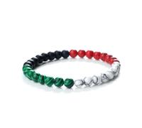 Qsnailfrr Bracelet Drapeau Palestinien, Bracelet de Perles Souvenir pour Homme et Femme, Réglable 16-28cm (6.29-11.02in) ou 19cm (7.48in), Alliage