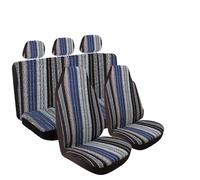 Qsnfda Couvre Siège Universelles Lavables Housses De Siège Auto À Rayures Ensemble Complet avec Coussinets De Ceinture De Sécurité Et Housse De Volant(Blue)