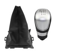 Qsnfda Pommeaux De Leviers De Vitesse Pour Ford Pour Fiesta 2008-2012 Pommeau Levier Vitesse 5/6 Vitesses Soufflet En Cuir Housse Protection Anti-poussière Collier(6 Speed Silver)