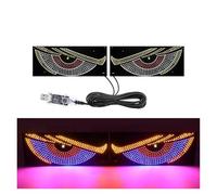 Qsnfda Principal Phare Affichage LED Flexible USB Pour Pare-brise Lumière Dynamique À Grands Yeux Diable Voiture Camion Stroboscope D'avertissement Feux Avant(Blue)