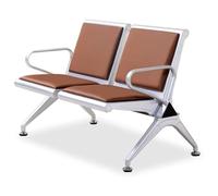 QSNYJPL Banc d'Attente Airport 2 Places, Chaise Salle d'Attente avec Coussin en PU, Accoudoirs et Dossier, Chaise Visiteur pour Aéroport, Marché, Banque, Hôpital, École(Brown)