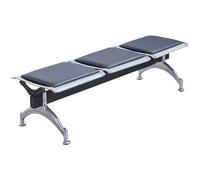 QSNYJPL Chaise Salle d'Attente 3 Places Chaise Visiteur sans Dossier Banc d'Attente Airport avec Coussin Supportant 500 Kg pour Aéroport Marché Banque Hôpital École(Black)