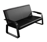 QSNYJPL Chaise Visiteur 2 Places, Chaises de Réception avec Accoudoirs et Dossiers, Banc d'Attente Airport avec Coussin en PU pour Aéroport, Entreprise, Hôpital, Marché(Black)
