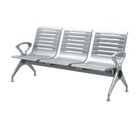 QSNYJPL Chaise Visiteur 3 Places, Banc d'Attente Airport en PU en Acier Inoxydable avec Accoudoirs et Dossiers, Chaises de Réception pour Aéroport, Banque, Hôpital(Silver)