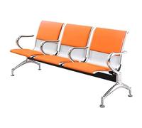 QSNYJPL Chaise Visiteur, Banc d'attente Airport à 3 Places avec Accoudoirs et Dossier,Fauteuil Salle d'Attente avec Coussin en PU pour Aéroport, Marché, Banque, Hôpital, École(Orange)