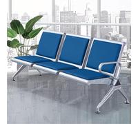 QSNYJPL Chaise Visiteur, Bancs de Salle d'Attente 3 Places avec Accoudoirs et Dossier, Banc d'Attente Airport avec Coussin pour Aéroport, Marché, Banque, Hôpital, École(Blue)