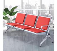 QSNYJPL Chaise Visiteur, Bancs de Salle d'Attente 3 Places avec Accoudoirs et Dossier, Banc d'Attente Airport avec Coussin pour Aéroport, Marché, Banque, Hôpital, École(Red)