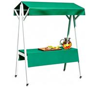 QSNYJPL Chariot de Vente Ambulant avec Roues et Auvent, Stand Pliable pour Événement pour Marchés de Producteurs, Foires Commerciales et Salons Professionnels(Green,130x60cm/51x24in)