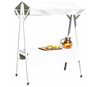 QSNYJPL Chariot de Vente Ambulant avec Roues et Auvent, Stand Pliable pour Événement pour Marchés de Producteurs, Foires Commerciales et Salons Professionnels(White,100x60cm/39x24in)