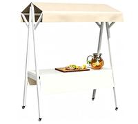 QSNYJPL Chariot de Vente Ambulant avec Roues et Auvent, Stand Pliable pour Événement pour Marchés de Producteurs, Foires Commerciales et Salons Professionnels(Beige,130x60cm/51x24in)