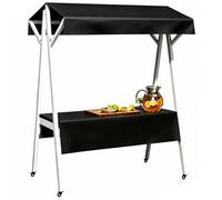 QSNYJPL Chariot de Vente Ambulant avec Roues et Auvent, Stand Pliable pour Événement pour Marchés de Producteurs, Foires Commerciales et Salons Professionnels(Black,100x60cm/39x24in)