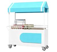 QSNYJPL Chariot de Vente Extérieur Portable avec Auvent et Roues, Stand Marché Ambulant pour Marchés, Festivals et Événements(Blue,120cm/47in)