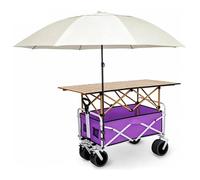 QSNYJPL Chariot de Vente Mobile Multifonctionnel Pliable, Stand Marché Mobile avec Auvent Parasol pour Événements, Marchés, Vente Ambulante(Purple,94x55cm/37x22in)