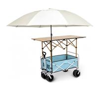 QSNYJPL Chariot de Vente Mobile Multifonctionnel Pliable, Stand Marché Mobile avec Auvent Parasol pour Événements, Marchés, Vente Ambulante(Blue,94x55cm/37x22in)