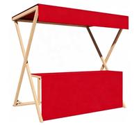 QSNYJPL Chariot de Vente Portable avec Auvent, Stand Marché Pliable Alimentaire en Bois Massif pour Les Festivals, Marchés et Événements en Plein Air(Red,150cm/59in)