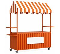QSNYJPL Chariot de Vente Portable avec Roues, Stand Marché Mobile pour Restauration avec Auvent pour Événements en Plein Air, Rues et Marchés(Orange,160cm/63in)