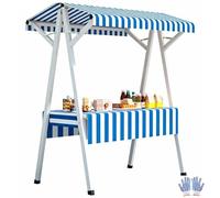 QSNYJPL Chariot de Vente Portable et Pliable avec Auven, Stand Marché Présentoir avec Nappe pour Événements en Plein Air, Marchés et Restauration de Rue(Blue,160cm/63in)