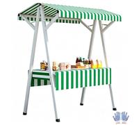 QSNYJPL Chariot de Vente Portable et Pliable avec Auven, Stand Marché Présentoir avec Nappe pour Événements en Plein Air, Marchés et Restauration de Rue(Green,130cm/51in)