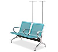 QSNYJPL Fauteuil Inclinable avec Support à Perfusion Amovible à 2 Places, Prélèvement Sanguin Chaise, Accoudoirs et Pieds en Tubes d'acier Intégrés, pour Hôpitaux et Cliniques(Green)