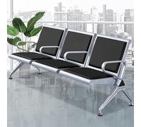 QSNYJPL Fauteuil Salle d'Attente 3 Places, Chaise Visiteur avec 4 Accoudoirs, Banc d'Attente Airport pour Aéroport, Bureau, Salon, Barbier, Banque(Black)