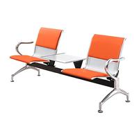 QSNYJPL Fauteuil Salle d'Attente à 2 Places avec Coussins d'assise, Table d'Appoint, Chaise Visiteur avec Dossier pour Bureau, Hôpital, Aéroport, Banque, Supportant 500 Kg(Orange)