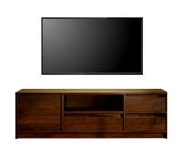 QSNYJPL Meuble de Tele pour de 80" et Moins, Bois Meuble TV avec 3 Tiroirs Et Système De Gestion des Câbles, Table TV Multimédia pour Salon Ou Chambre(Brown,140x30x50cm/55x12x20in)