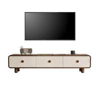 QSNYJPL Meuble Télé Bois pour de 80 Pouces et Moins, avec Pieds Surélevés de 14 Cm, Table TV Salon avec 3 Tiroirs de Rangement et Système de Gestion des Câbles(White,200cm/79in)