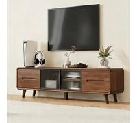 QSNYJPL Meuble TV avec Rangement en Noyer, Meubles pour Audio Vidéo pour Téléviseurs Jusqu'à 32 Pouces et Plus, Meuble TV Bois pour Salon ou Chambre(200cm/79in)